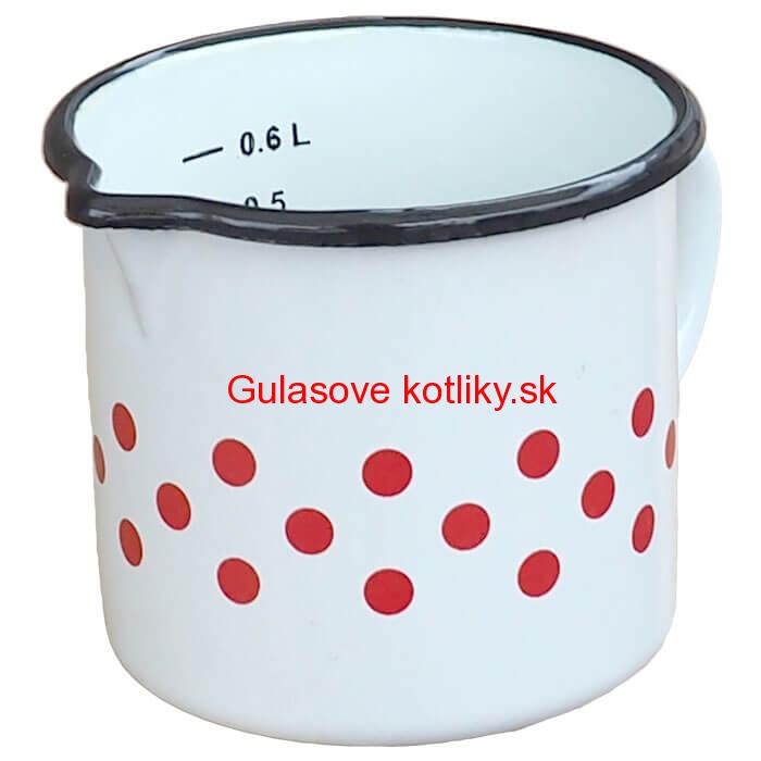 Smaltovaný hrnček s uškom 0,6 L - bodkovaný