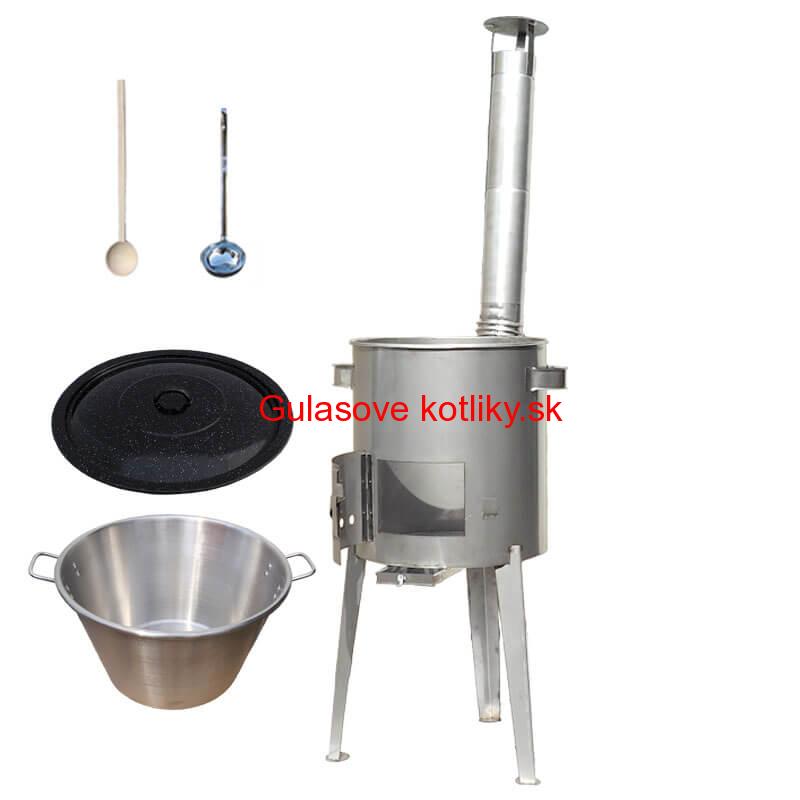 Nerezový kotol 40 L (1,2 mm) + nerezová kotlina 45 cm LUXUS + naberačka a vareška