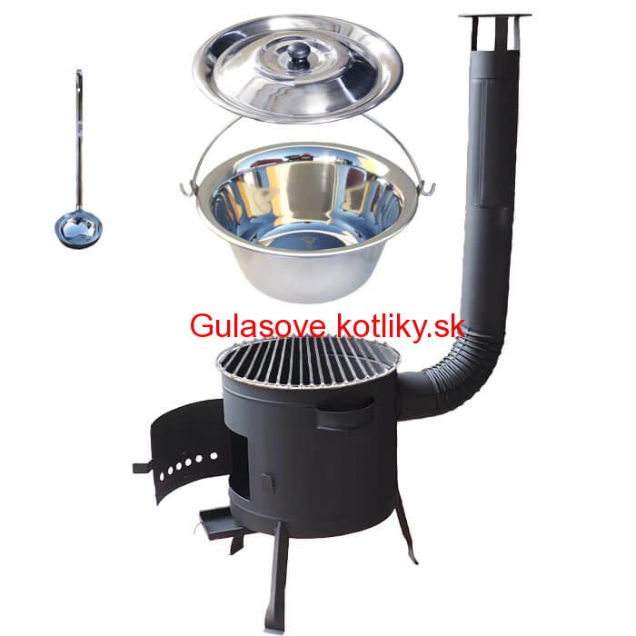 Nerezový kotlík 22 L (0,8 mm) INOX + Nerezový rošt 45 cm + nízka žiaruvzdorná kotlina 42 cm PLUS 600