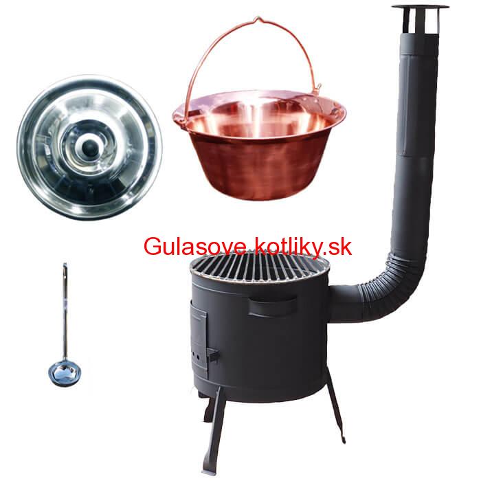 Medený kotlík 20 L (1,2 mm) + Nerezový rošt 45 cm + nízka žiaruvzdorná kotlina 42 cm PLUS 600