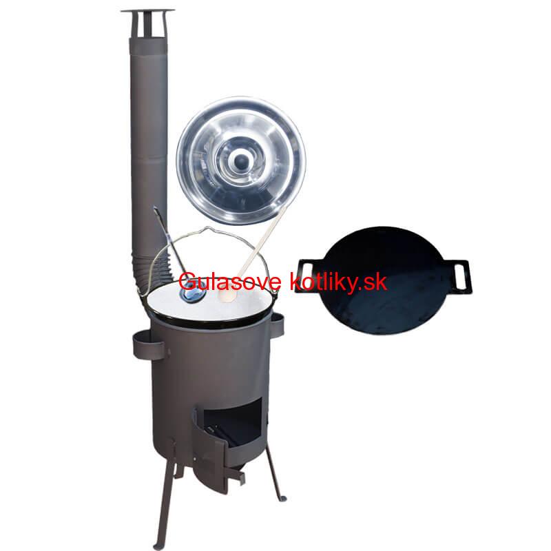 Smaltovaný kotlík 13 L + železná panvica 38 cm UNI + žiaruvzdorná kotlina 36 PLUS 600 4 MM