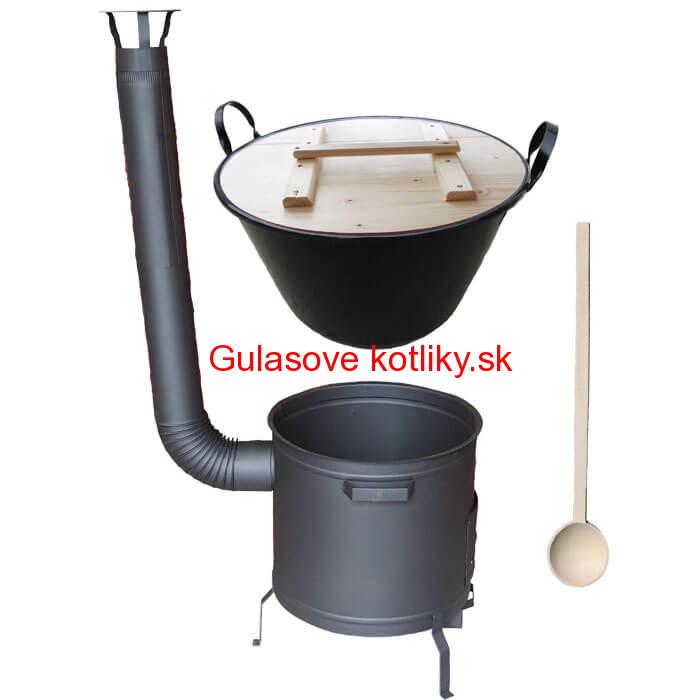 Smaltovaný kotol 100 L na zabíjačku s žiaruvzdornou kotlinou 60 cm PLUS 600 + vareška
