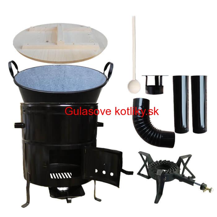 Zabíjačkový smaltovaný kotol 100 L, kovová kotlina 60 cm, horák 7 kW + vareška