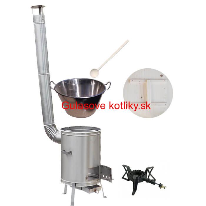 Zabíjačkový nerezový kotol 100 L + nerezová kotlina 60 cm + horák 7 kW + vareška