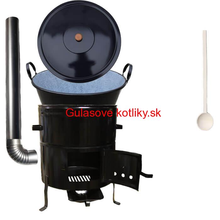 Zabíjačkový smaltovaný kotol 60 L + kovová kotlina 53 cm + dymovod zdarma