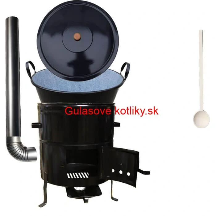 Zabíjačkový smaltovaný kotol 70 L + kovová kotlina 56 cm + dymovod