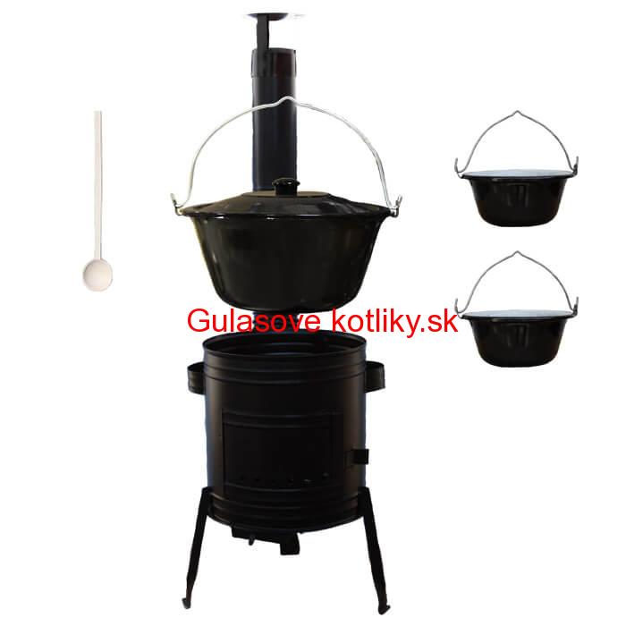 Smaltovaný kotlík 30 L (1,2 mm) + kovová kotlina 45 CLASSIC (KOV) + 2 smaltované servírovacie kotlíky 0,8 L