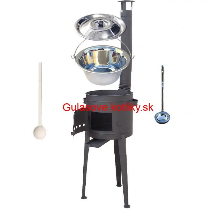 Nerezový kotlík 20 L (1,2 mm) INOX + vysoká žiaruvzdorná kotlina (2,0 mm) HODO 42 cm PLUS 600 + vareška + naberačka