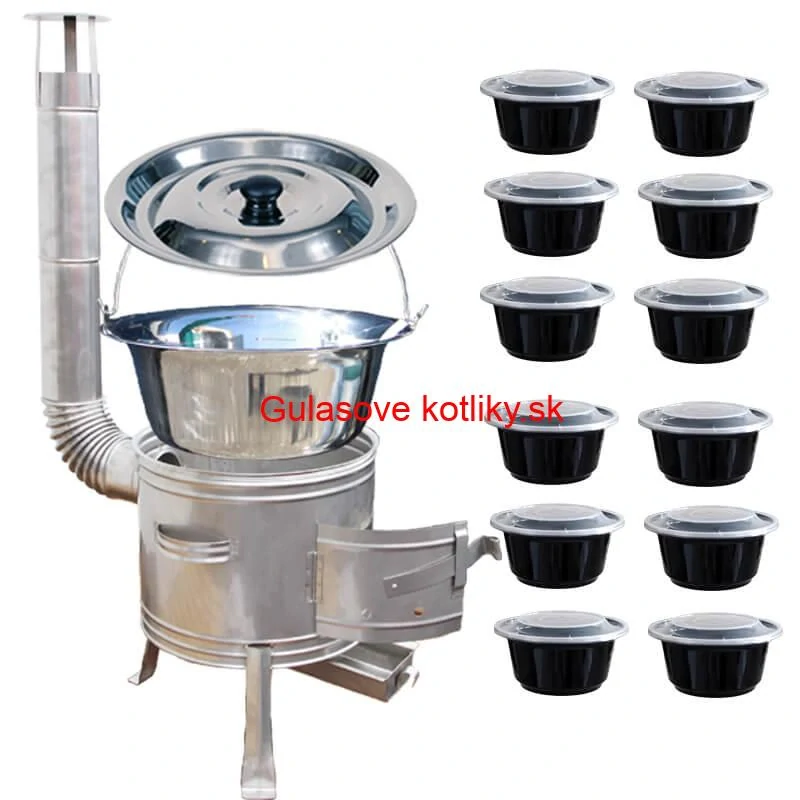 Nerezový kotlík 22 L (0,8 mm) INOX + Nerezová kotlina 42 INOX + misky 12 ks