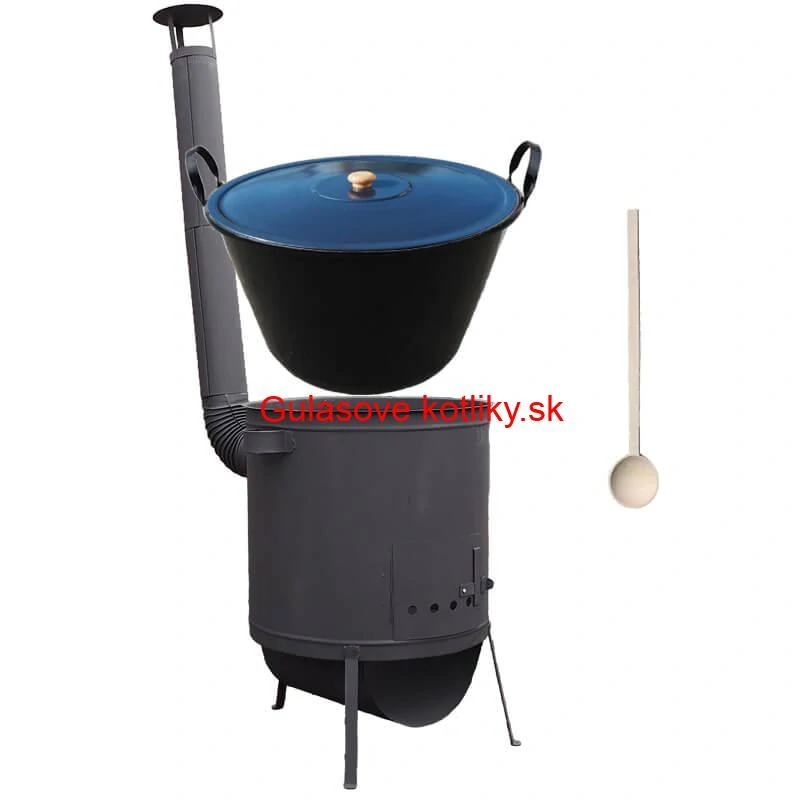 Smaltovaný kotol 60 L na zabíjačku + žiaruvzdorná kotlina 53 PLUS 600 4 MM + vareška