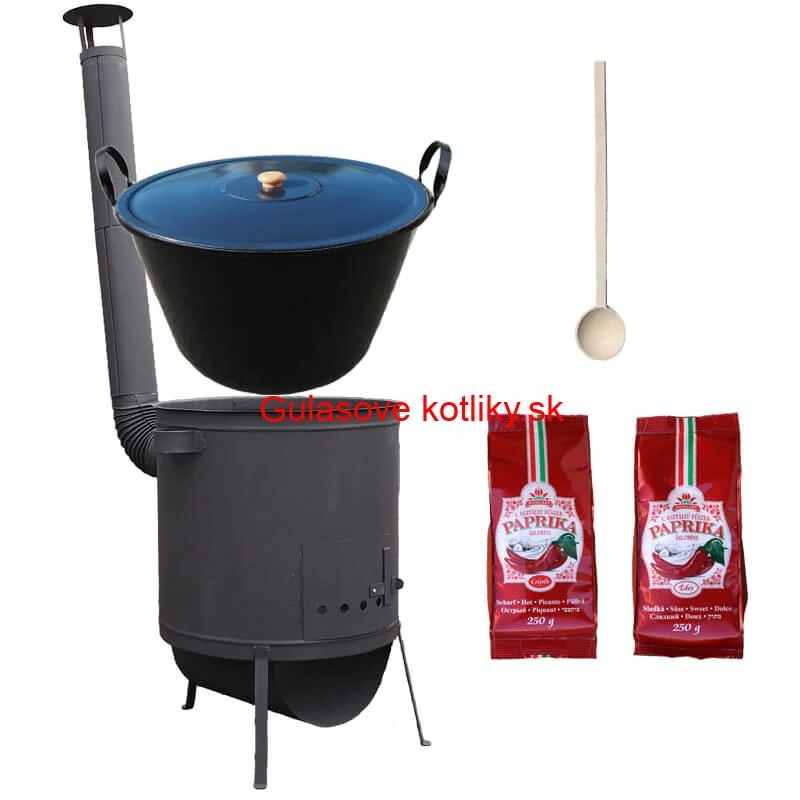 Smaltovaný kotol 70 L na zabíjačku + žiaruvzdorná kotlina 53 PLUS 600 4 MM + sladká a štipľavá paprika + vareška
