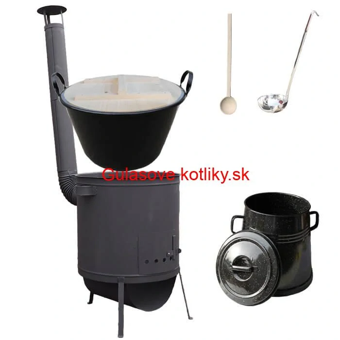 Smaltovaný kotol 100 L + žiaruvzdorná kotlina 42 PLUS 600 4 MM + Nádoba na masť 10 L