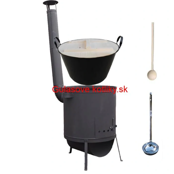 Smaltovaný kotol 100 L + žiaruvzdorná kotlina 42 PLUS 600 4 MM + varecha a naberačka BIG PARTY