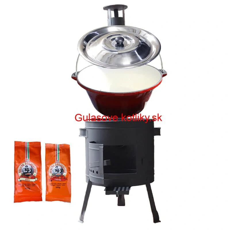 Liatinový kotlík so smaltovanou úpravou 22 L + nízka kotlina 42 PLUS 600 + paprikové korenie na guláš - MIX 100 g