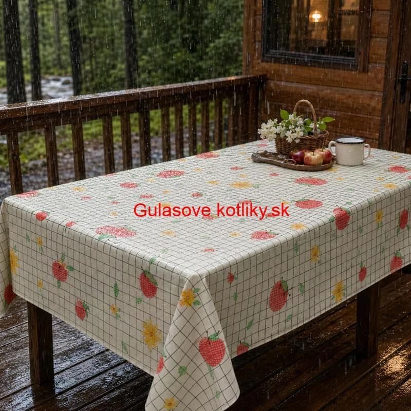 Umývateľný obrus Jablká a kvety 137 × 183 cm