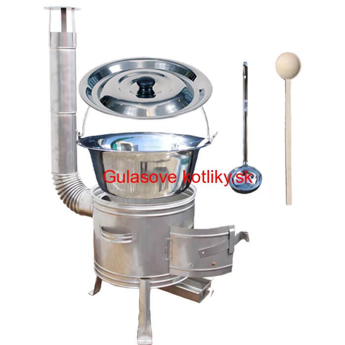 Antikorový kotlík 10 L (0,8 mm) + nerezová kotlina 31 cm + vareška a naberačka TOPLUX