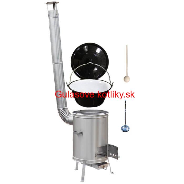 Smaltovaný kotlík 13 L (1,2 mm) + nerezová kotlina 36 cm + vareška a naberačka LUX