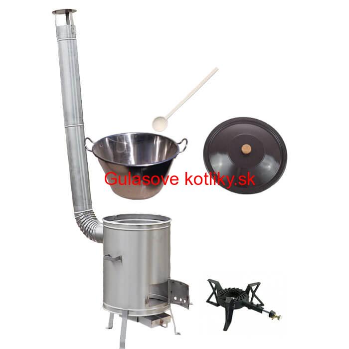 Zabíjačkový nerezový kotol 80 L + nerezová kotlina 56 cm + horák 7 kW