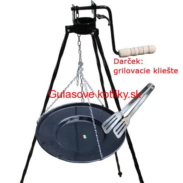 Grilovacia panvica s retiazkou + stojan s kladkou