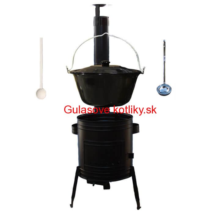 Smaltovaný kotlík 30 L (1,2 mm) + kovová kotlina 45 CLASSIC (KOV) + vareška a naberačka Easy party