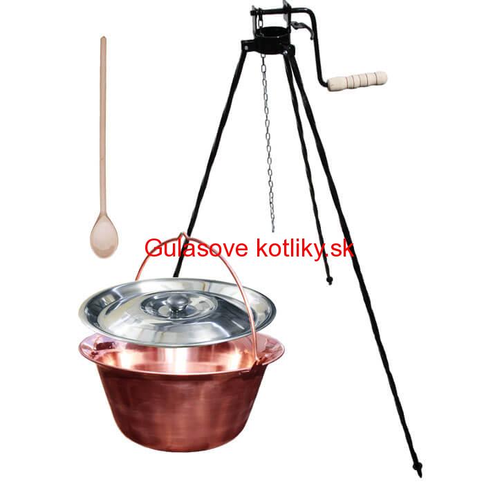 Medený kotlík 14 L + stojan s kladkou VAR