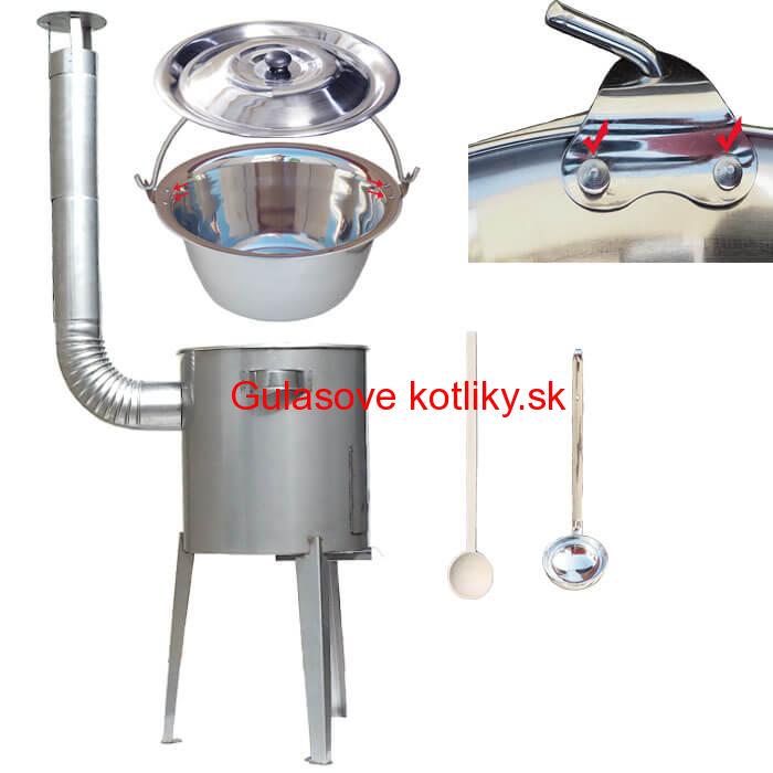 Zosilnený nerezový kotlík 20 L + nerezová kotlina 42 cm LUXUS