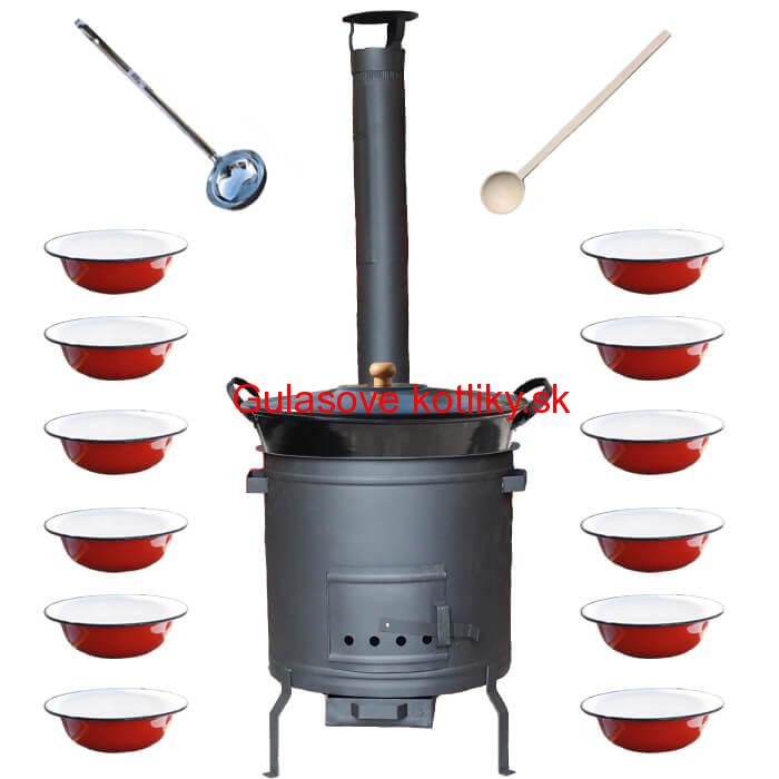 Smaltovaný kotol 80 L + smaltované taniere 12 ks PLUS 600