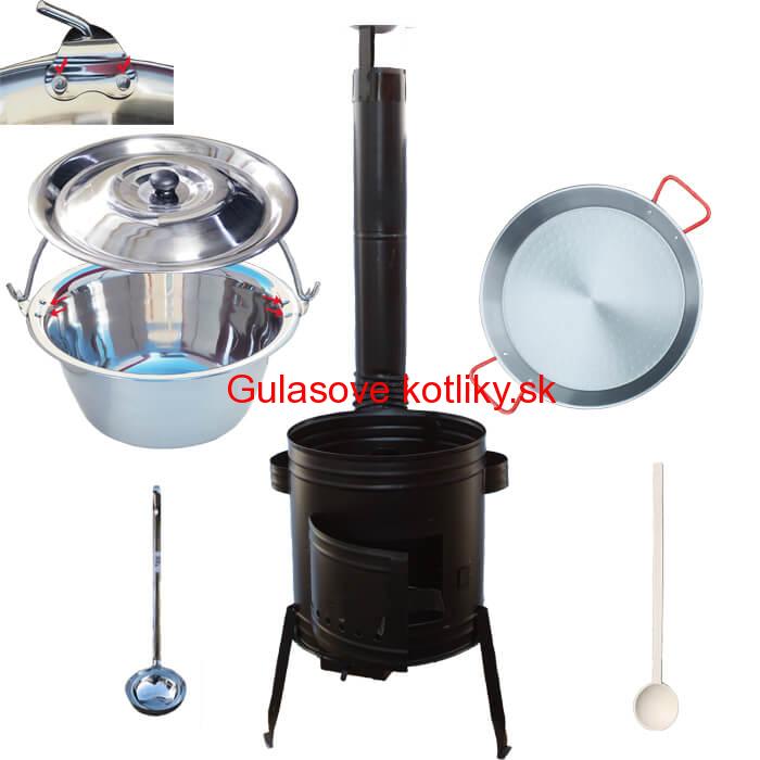 Paella oceľová panvica 46 cm s nerezovým kotlíkom 20 L (0,8 mm) a kotlinou
