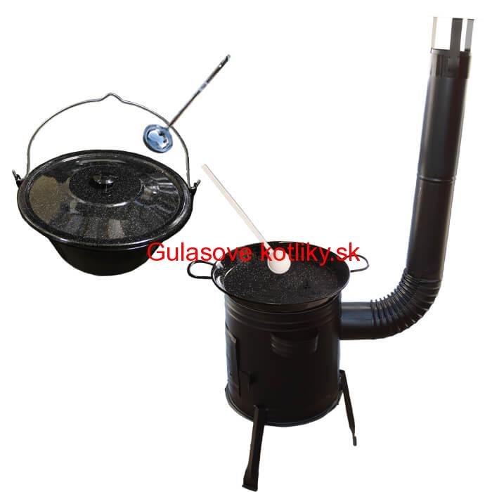 Paella smaltovaná panvica 34 cm so smaltovaným kotlíkom 8 L (1,2 mm) a kotlinou