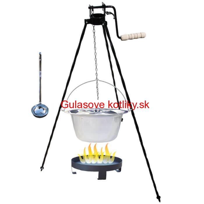 Antikorový kotlík 22 L (0,8 mm) + Ohnisko + stojan s kladkou VAR