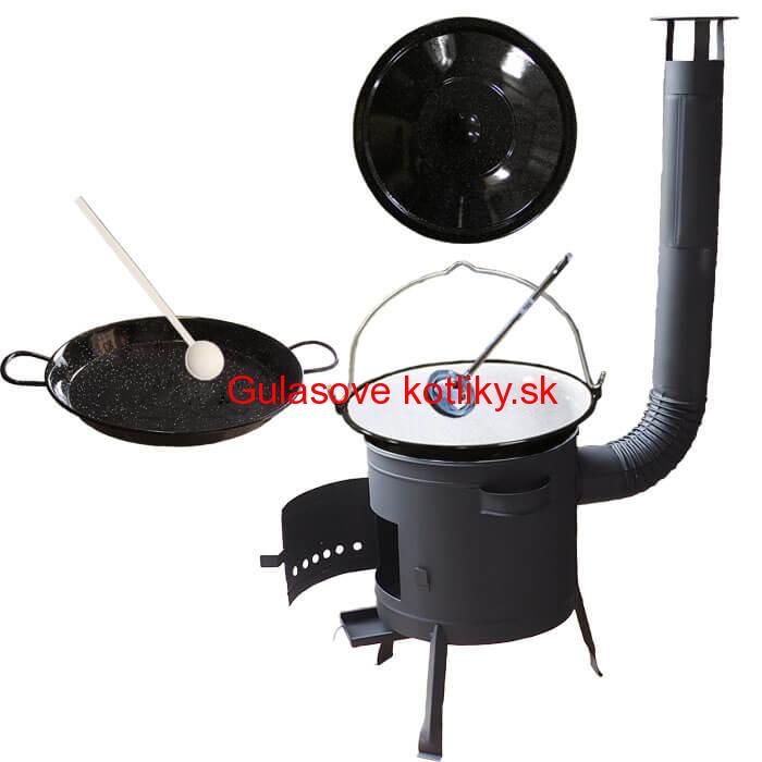 Smaltovaný kotlík 20 L + Paella smaltovaná panvica 46 cm + žiaruvzdorná nízka kotlina 42 PLUS 600