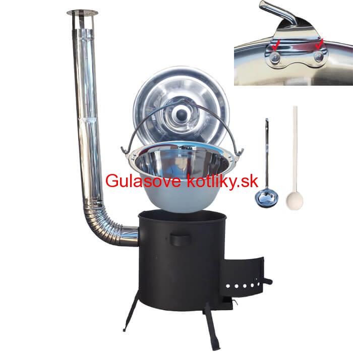 Antikorový kotlík 20 L (0,8 mm) zosilnený s nitmi + žiaruvzdorná kotlina (1 mm) 42 PLUS 600