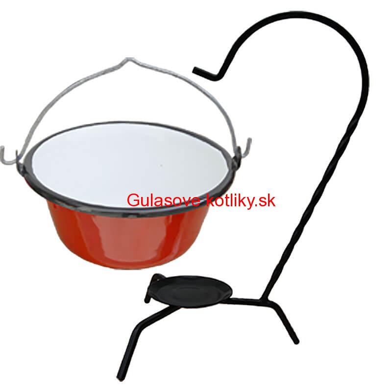 Servírovací kotlík na guláš smaltovaný červený 0,8 l + stojan