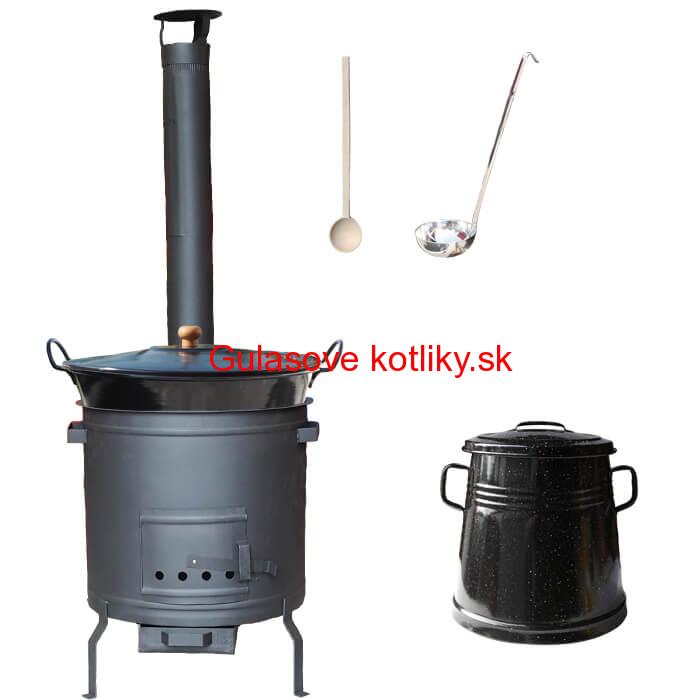 Smaltovaný kotol 60 L + žiaruvzdorná kotlina 53 cm PLUS 600 + Nádoba na masť 10 L