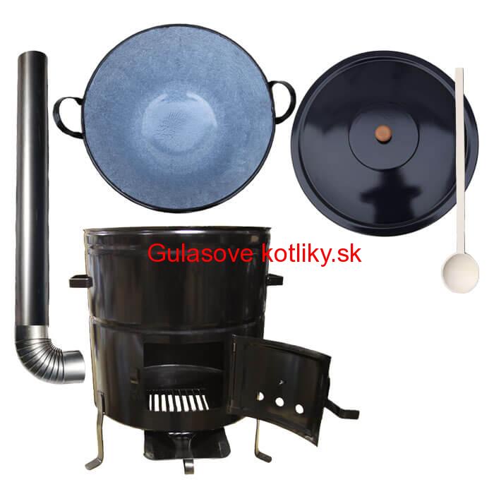 Zabíjačkový smaltovaný kotol 60 L + kovová kotlina 53 cm + dymovod zdarma