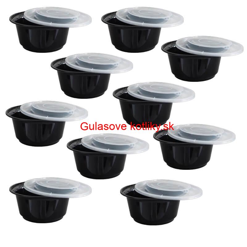 Plastové boxy (misky) na guláš + vrchnáky 1000 ml 10 ks