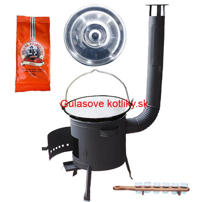 Smaltovaný kotlík 20 L (1,2 mm) + korenie + štamperlíky + nízka žiaruvzdorná kotlina (0,8 mm) 42 PLUS 600