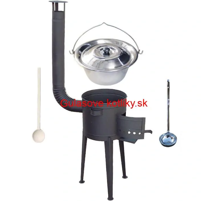 Nerezový kotlík 22 L (0,8 mm) + vysoká žiaruvzdorná kotlina (1,5 mm) HODO 42 cm PLUS 600 + vareška + naberačka