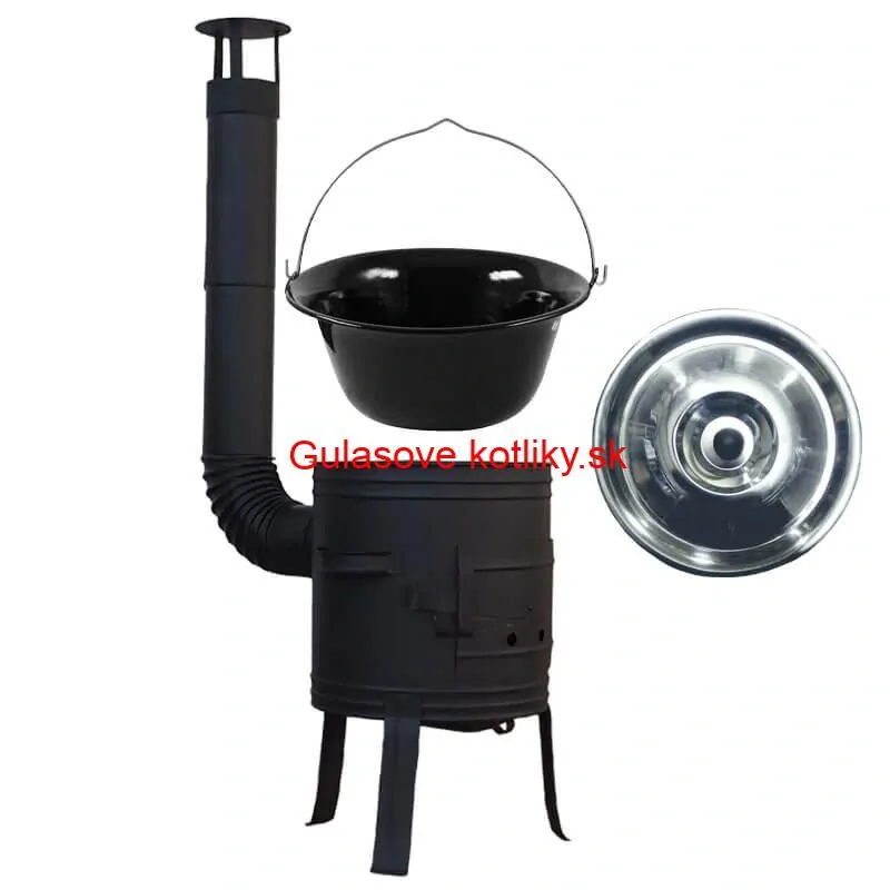Smaltovaný kotlík 11 L BLACK + nerezová poklice INOX + žáruvzdorná kotlina 33 cm Plus 700