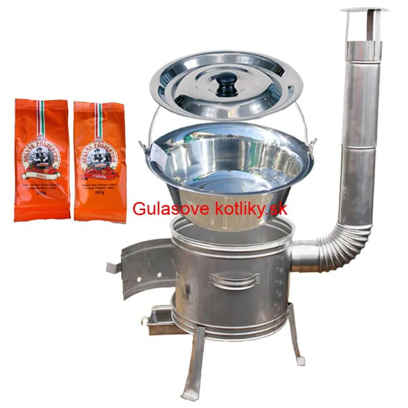 Nerezový kotlík 22 L (0,8 mm) INOX + Nerezová kotlina 42 INOX + paprikové korenie na guláš - MIX 100 g