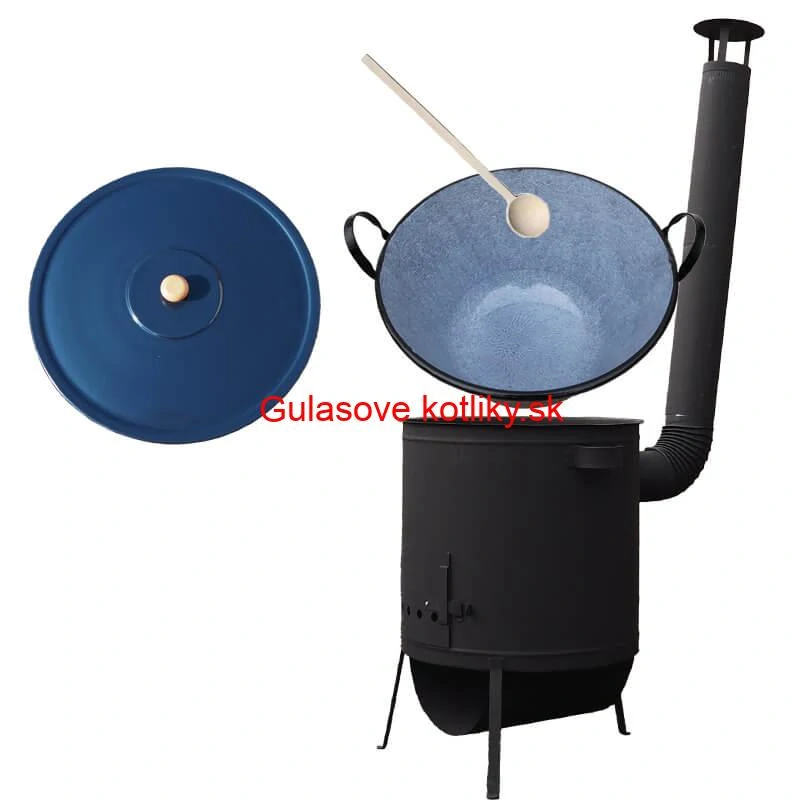 Smaltovaný kotol 60 L na zabíjačku + žiaruvzdorná kotlina 53 PLUS 600 4 MM + vareška