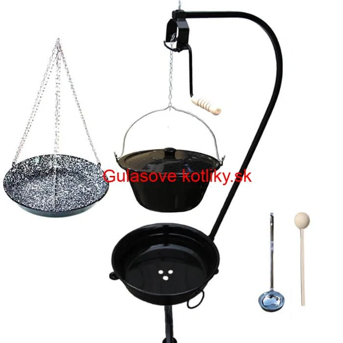Smaltovaný kotlík 13 L (1,2 mm) + smaltovaná panvica + prenosné ohnisko