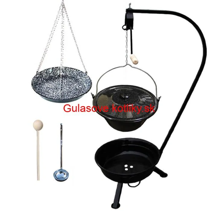 Smaltovaný kotlík 16 L (1,2 mm) + smaltovaná panvica + prenosné ohnisko