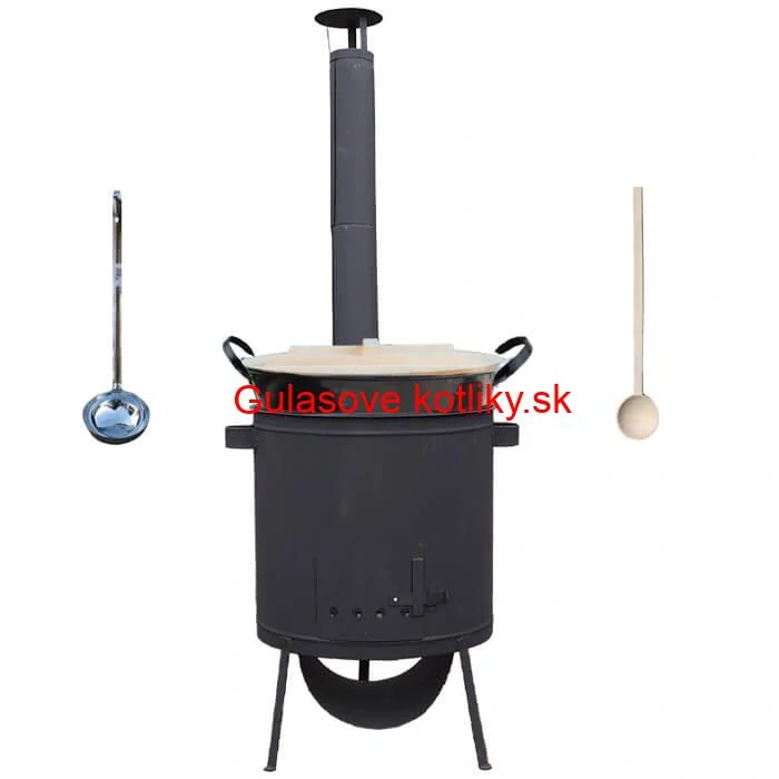 Smaltovaný kotol 100 L + žiaruvzdorná kotlina 42 PLUS 600 4 MM + varecha a naberačka BIG PARTY