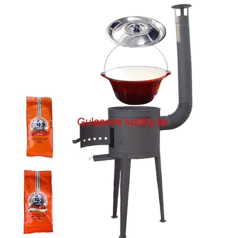 Liatinový kotlík so smaltovanou úpravou 22 L + žiaruvzdorná kotlina 42 cm (1,5 mm) STRONG + paprikové korenie na guláš - MIX 100 g