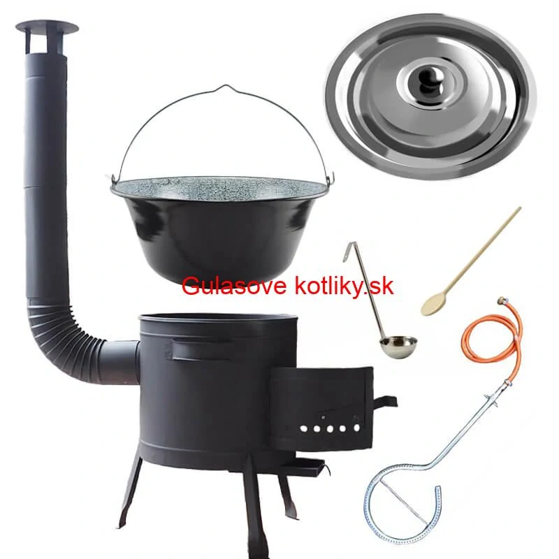 Smaltovaný kotlík (1,2 mm) 25 L + plynový horák k PB + nízka kotlina 42 PLUS 600 + nerezová pokrievka INOX