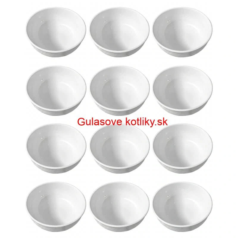 Set 12 ks: Prémiové biele misky s kamennou štruktúrou (750 ml)