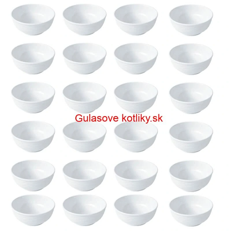 Set 24 ks: Prémiové biele misky s kamennou štruktúrou (750 ml)