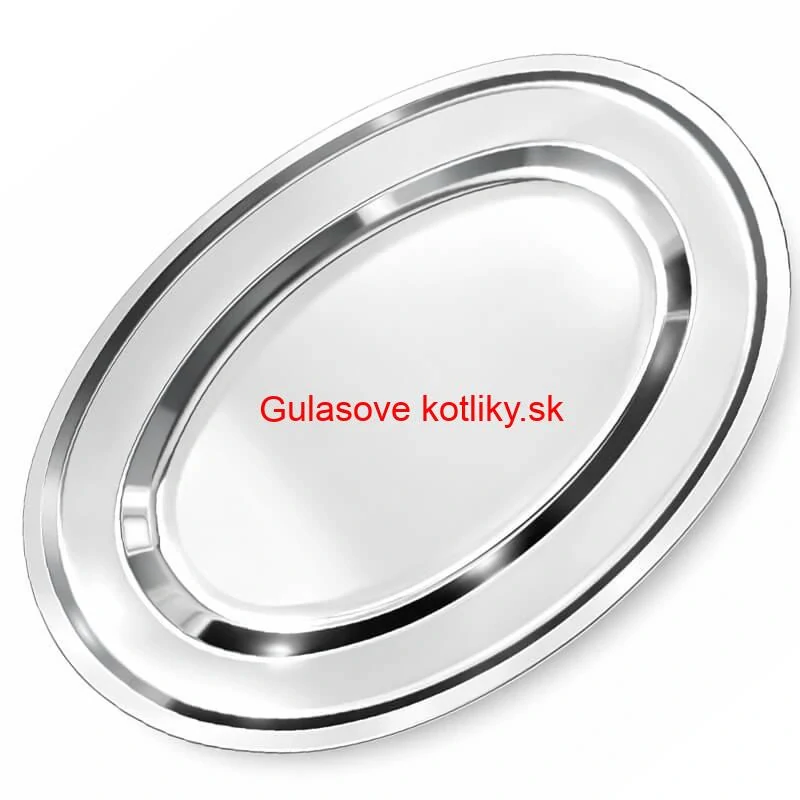 Nerezový oválny podnos (40,5cm) – Odolná servírovacia tácka na mäso aj koláče