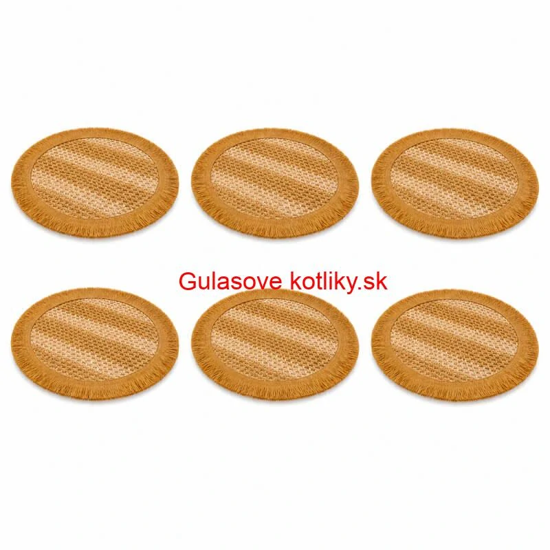 Okrúhle prírodné podložky pod tanier so strapcami 37 cm, 6 ks
